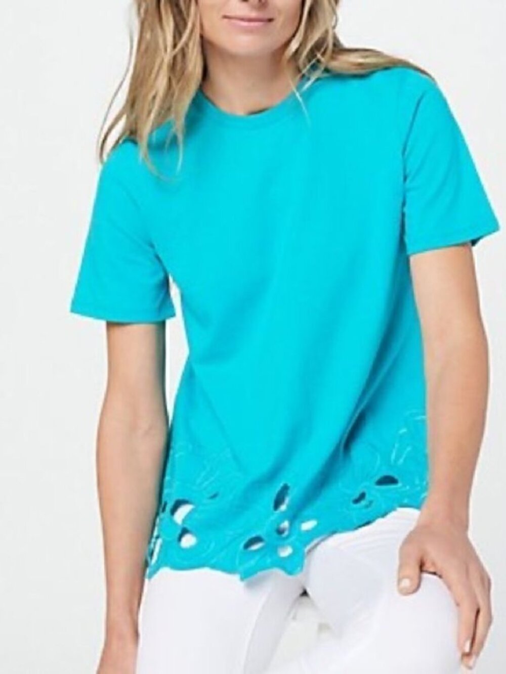 Laurie Felt Short-Sleeve Scallop Tee Shirt